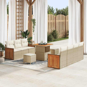 vidaXL Set Divano da Giardino 10 pcs beige e panna 80 x 80 x 71 cm