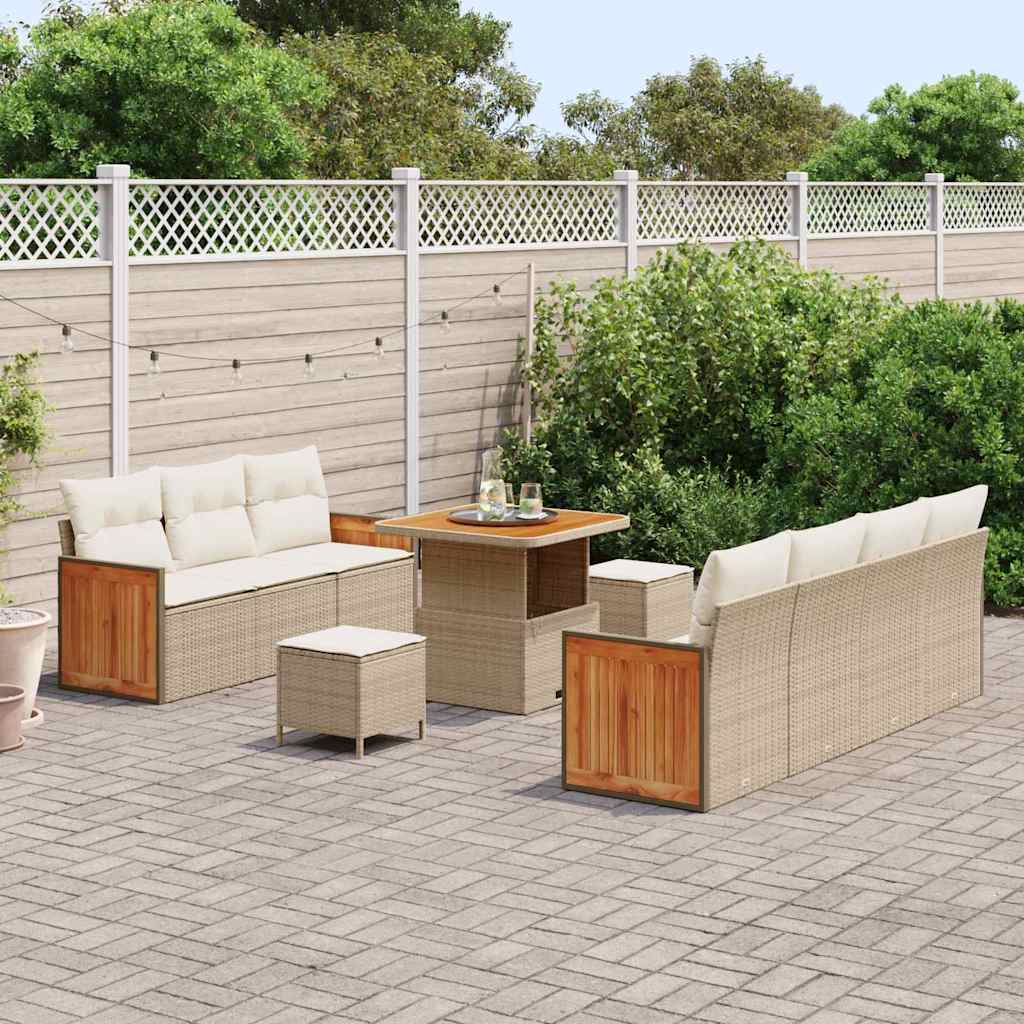 vidaXL Set Divano da Giardino 10 pcs beige e panna 80 x 80 x 71 cm