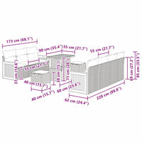vidaXL Set Divano da Giardino 10 pcs beige e panna 90 x 55 x 71 cm