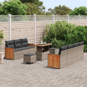 vidaXL Set Divano da Giardino 10 pcs Grigio 90 x 55 x 71 cm
