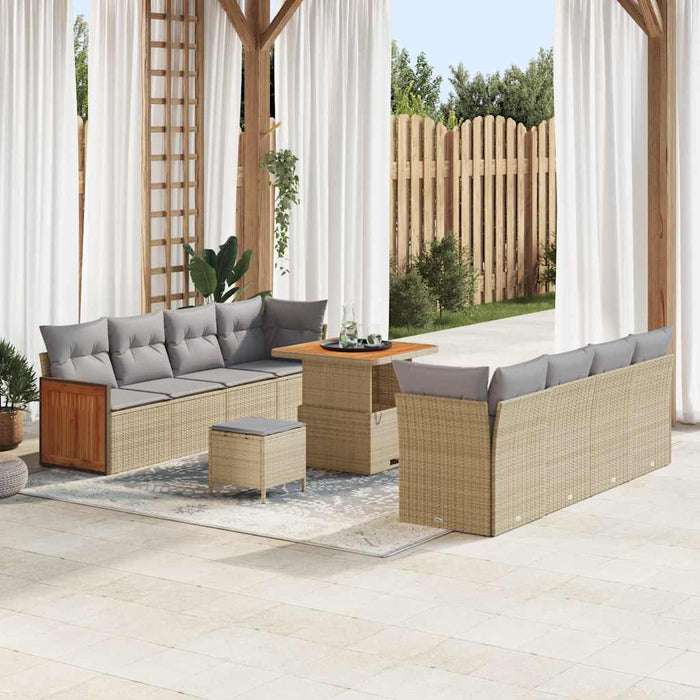 vidaXL Set Divano da Giardino con cuscino 11 pcs beige e grigio chiaro