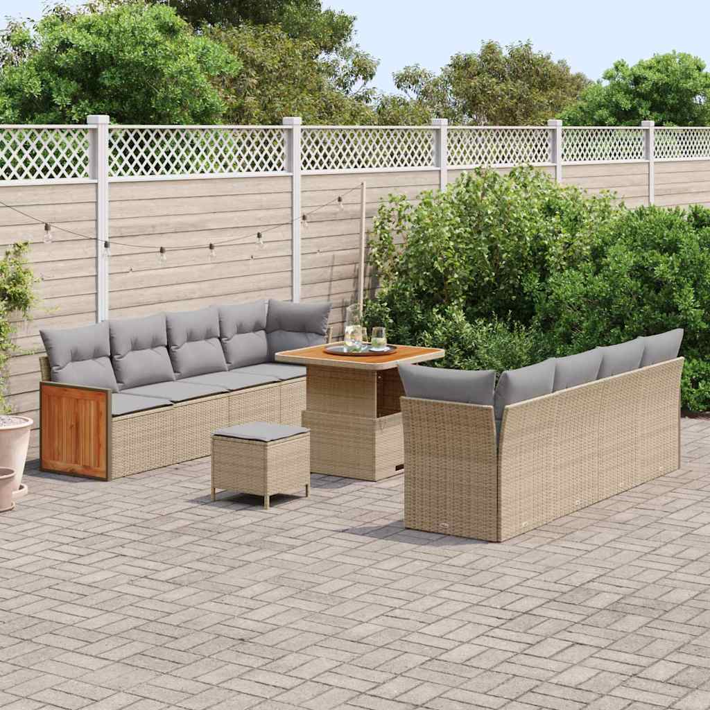 vidaXL Set Divano da Giardino con cuscino 11 pcs beige e grigio chiaro