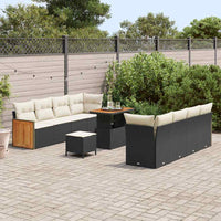 vidaXL Set Divano da Giardino 11 pcs Nero e crema 90 x 55 x 71 cm
