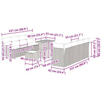 vidaXL Set Divano da Giardino 11 pcs beige e panna 90 x 55 x 71 cm