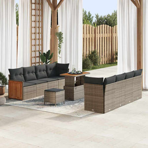 vidaXL Set Divano da Giardino 11 pcs Grigio 90 x 55 x 71 cm