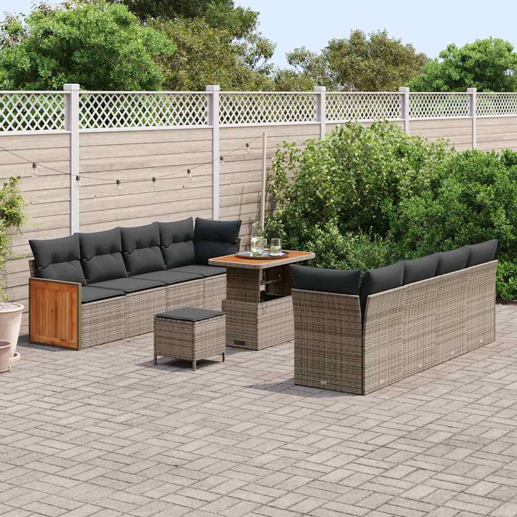 vidaXL Set Divano da Giardino 11 pcs Grigio 90 x 55 x 71 cm
