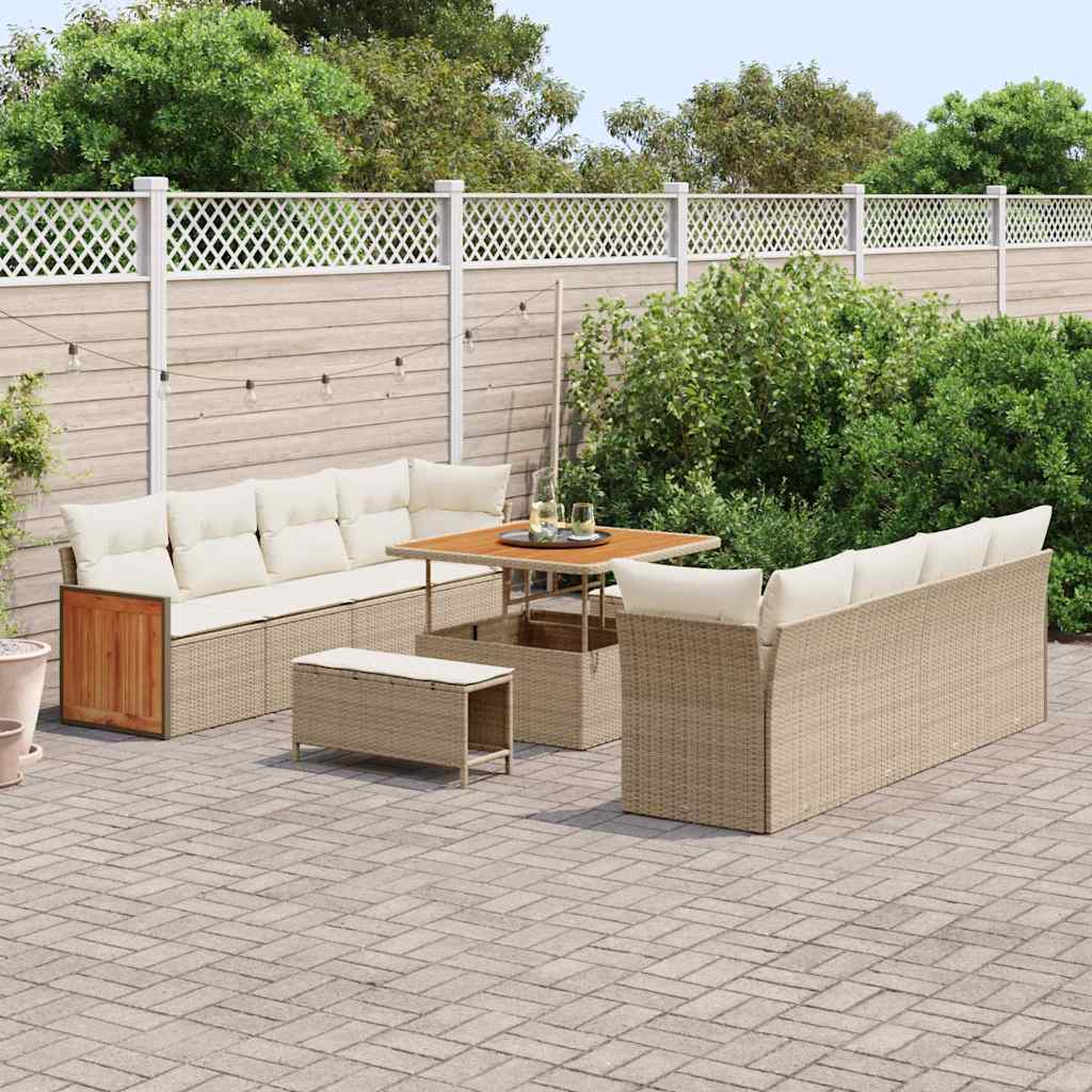 vidaXL Set Divano da Giardino 11 pcs beige e panna 100 x 100 x 71 cm