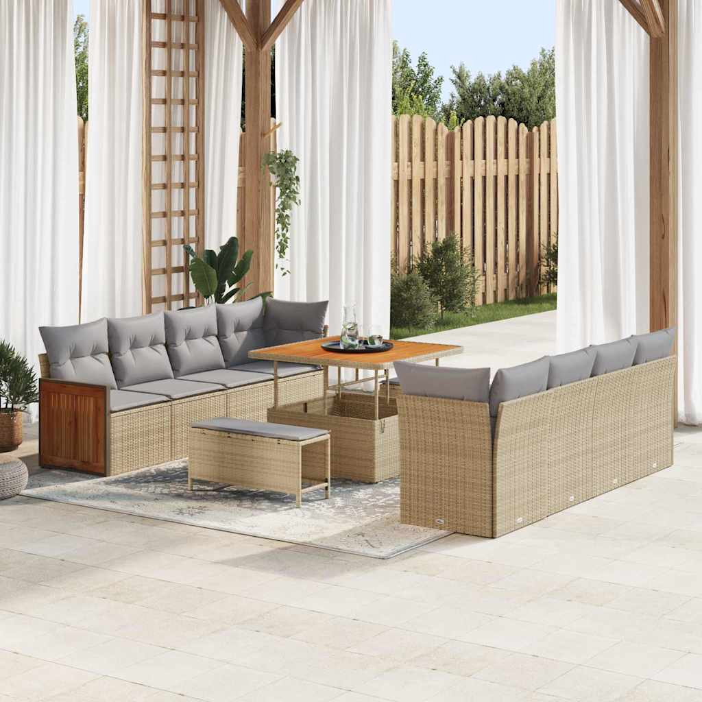 vidaXL Set Divano da Giardino con cuscino 11 pcs beige e grigio chiaro