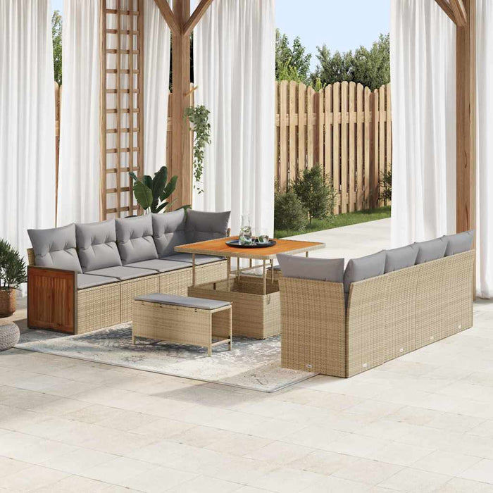 vidaXL Set Divano da Giardino con cuscino 11 pcs beige e grigio chiaro