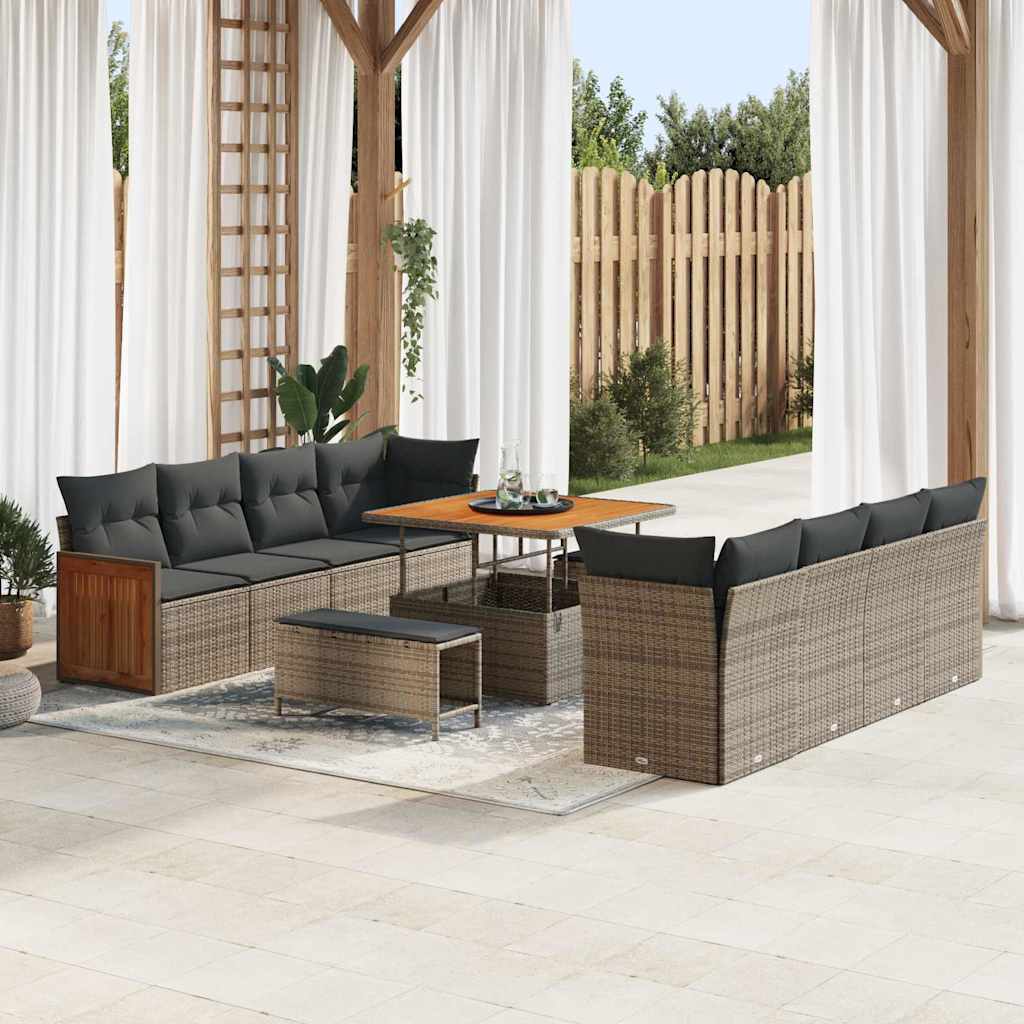 vidaXL Set Divano da Giardino 11 pcs Grigio 100 x 100 x 71 cm