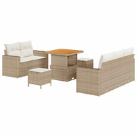 Set Divano da Giardino 8 Pezzi con Cuscini Rattan Beige Acacia 3363506