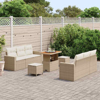 Set Divano Giardino 9 Pezzi con Cuscini Beige Polyrattan Acacia 3363521