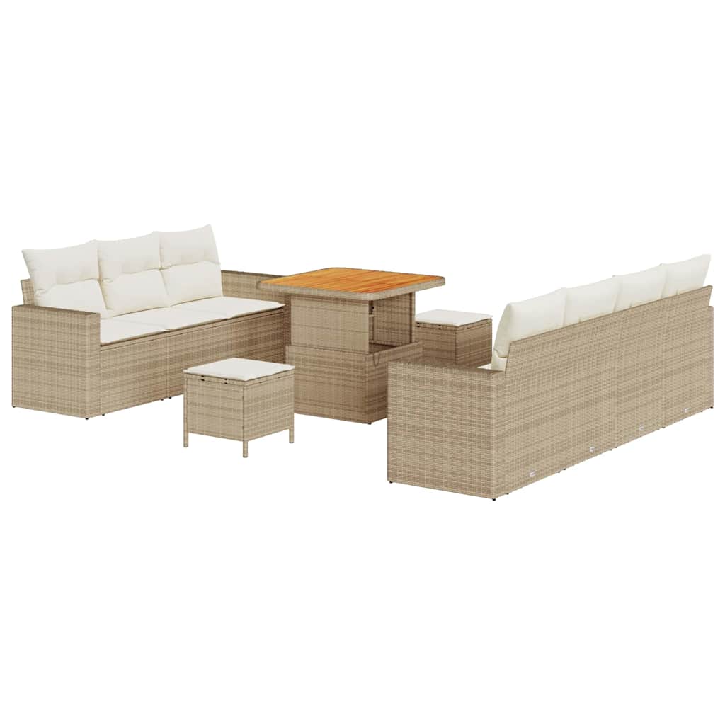 vidaXL Set Divano da Giardino 10 pcs beige e panna 80 x 80 x 71 cm