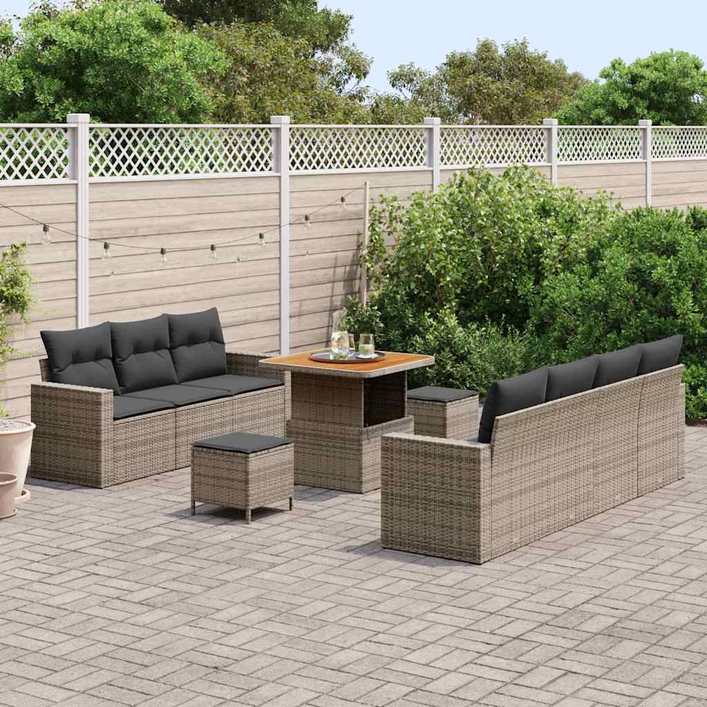vidaXL Set Divano da Giardino 10 pcs Grigio 80 x 80 x 71 cm