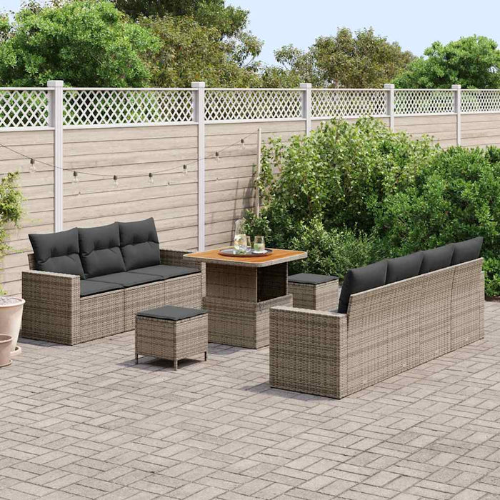 vidaXL Set Divano da Giardino 10 pcs Grigio 80 x 80 x 71 cm