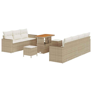 vidaXL Set Divano da Giardino 10 pcs beige e panna 90 x 55 x 71 cm