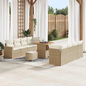 Set divano da giardino 11 pezzi con cuscini beige polyrattan acacia 3363536