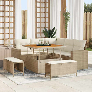 Set Divano Giardino 8 Pezzi con Cuscini Beige Polyrattan 3363556