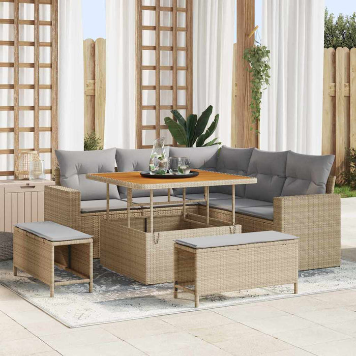 vidaXL Set Divano da Giardino con cuscino 8 pcs beige e grigio chiaro