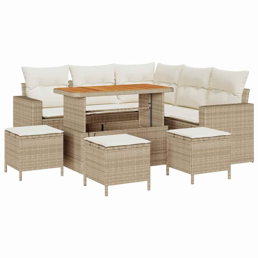 vidaXL Set Divano da Giardino 9 pcs beige e panna 110 x 55 x 71 cm