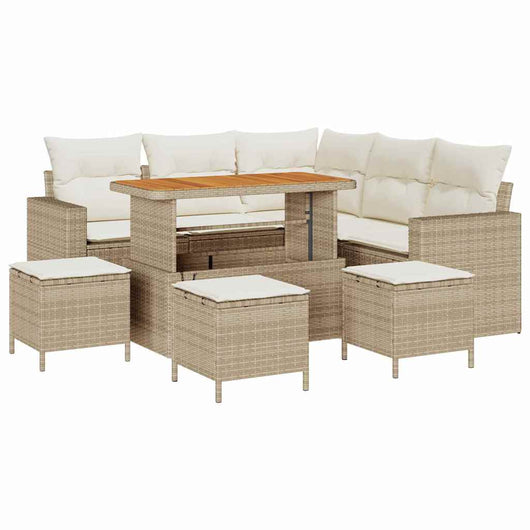 vidaXL Set Divano da Giardino 9 pcs beige e panna 110 x 55 x 71 cm