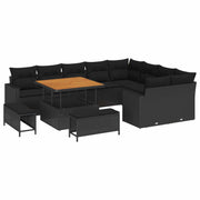 Set Divano da Giardino con cuscino 13 pcs Nero polyrattan 3363594