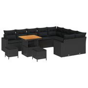 Set Divano da Giardino con cuscino 12 pcs Nero 3363599
