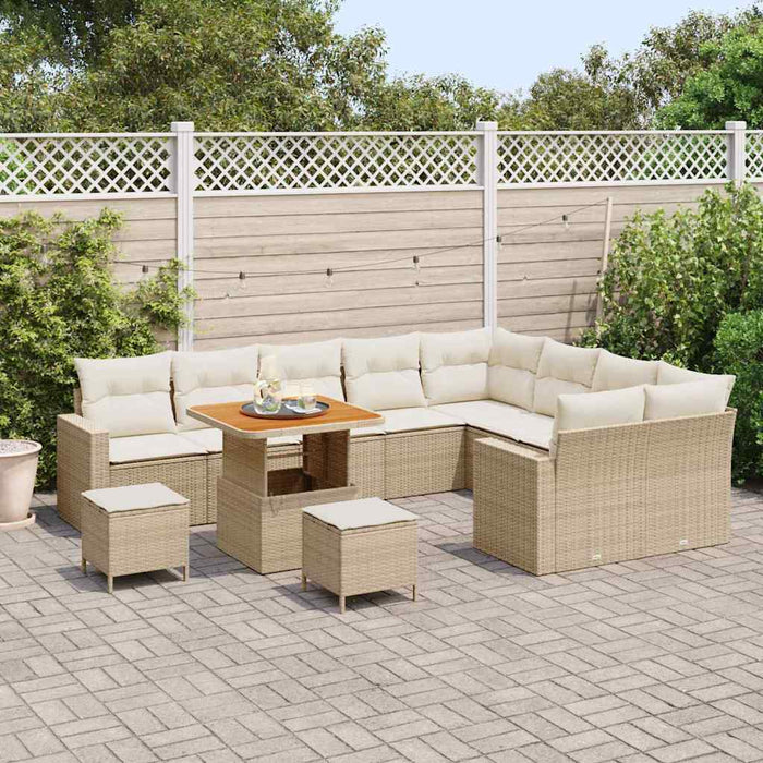 Set di 12 Pezzi di Divano da Giardino con Cuscini Beige Rattan Polipropilene Acacia 3363601