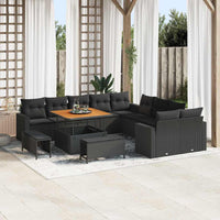 vidaXL Set Divano da Giardino 13 pcs Nero 100 x 100 x 71 cm