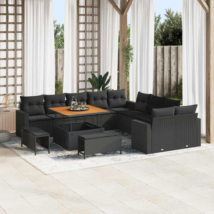 vidaXL Set Divano da Giardino 13 pcs Nero 100 x 100 x 71 cm