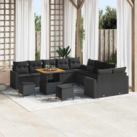 vidaXL Set Divano da Giardino con cuscino 13 pcs Nero 80 x 80 x 71 cm
