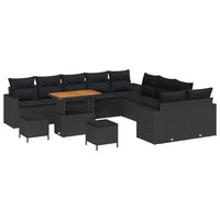 vidaXL Set Divano da Giardino con cuscino 13 pcs Nero 90 x 55 x 71 cm