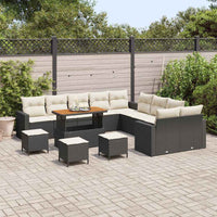 vidaXL Set Divano da Giardino 14 pcs Nero e crema 110 x 55 x 71 cm