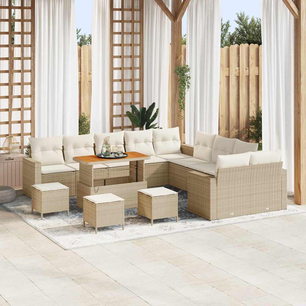 vidaXL Set Divano da Giardino 14 pcs beige e panna 110 x 55 x 71 cm