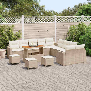 vidaXL Set Divano da Giardino 14 pcs beige e panna 110 x 55 x 71 cm