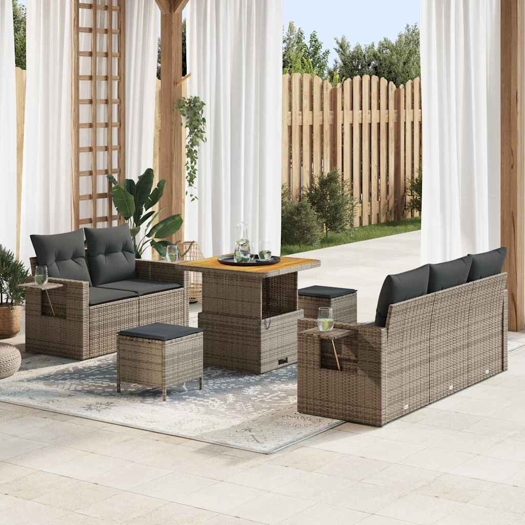 vidaXL Set Divano da Giardino con cuscino 8 pcs Grigio 80 x 80 x 71 cm