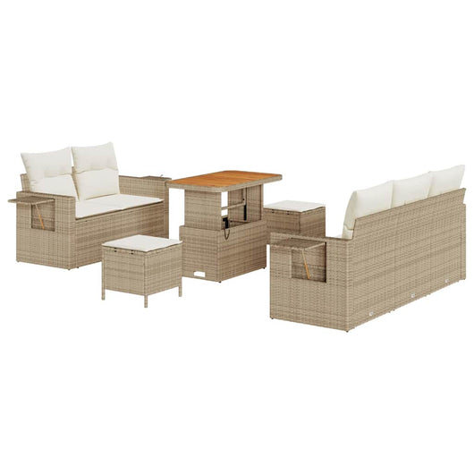 vidaXL Set Divano da Giardino 8 pcs beige e panna 90 x 55 x 71 cm