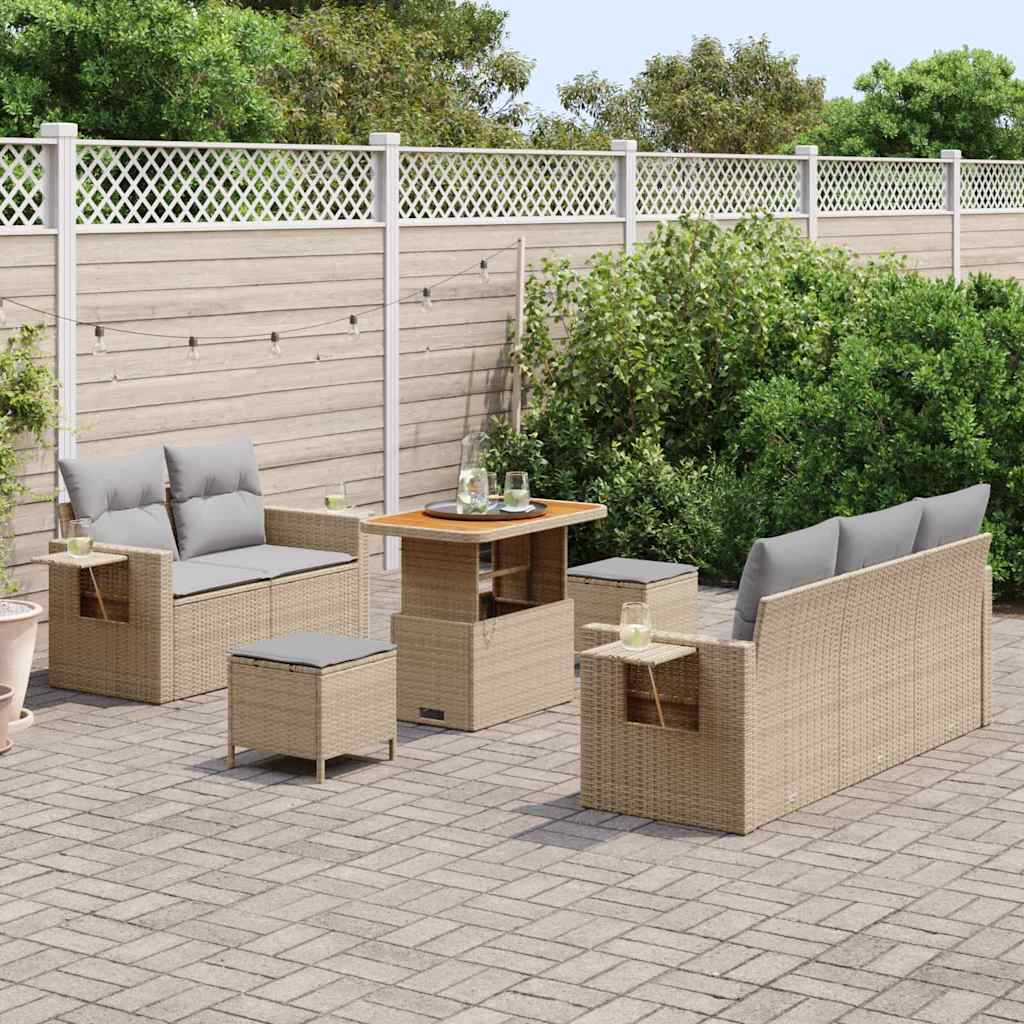 vidaXL Set Divano da Giardino con cuscino 8 pcs beige e grigio chiaro
