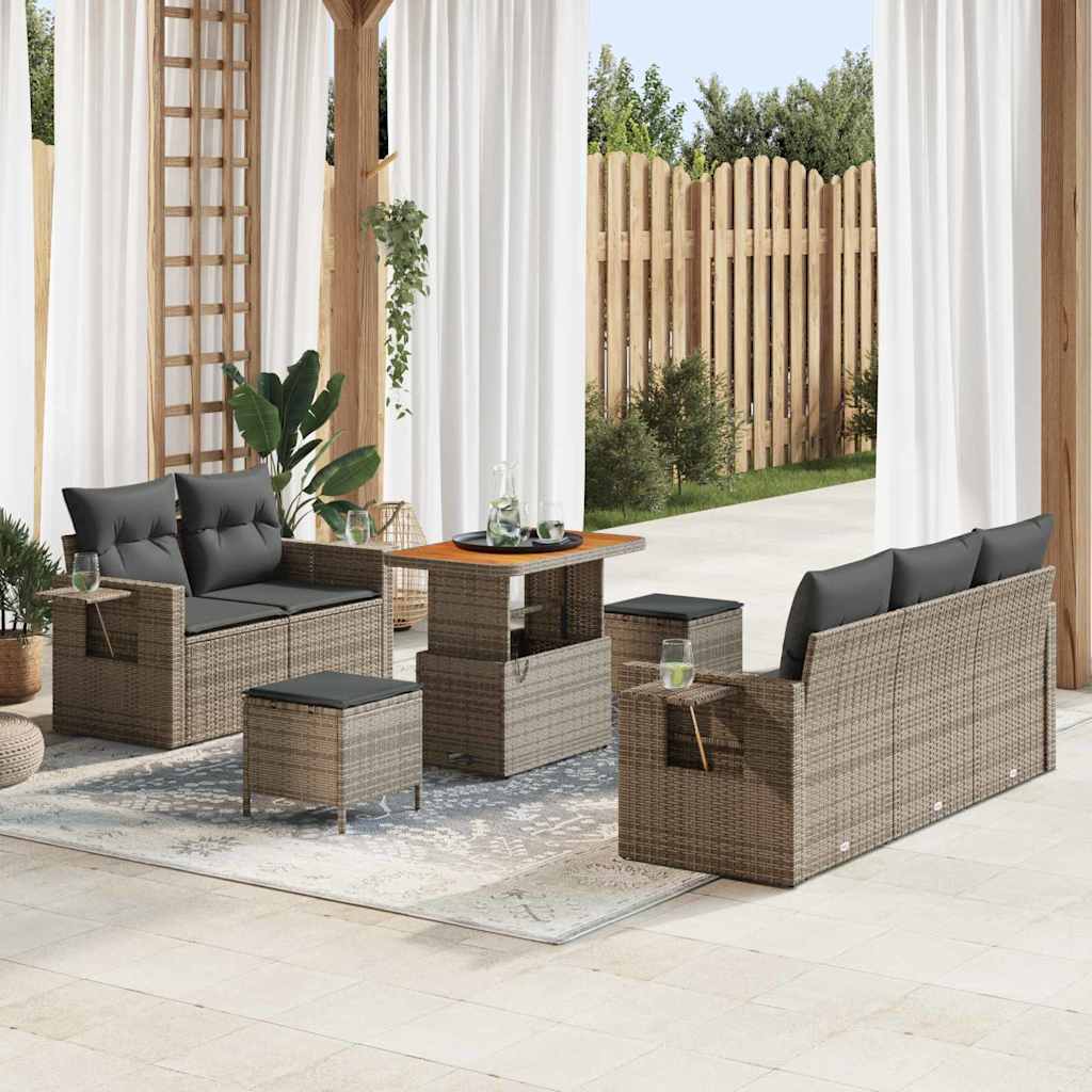 vidaXL Set Divano da Giardino con cuscino 8 pcs Grigio 90 x 55 x 71 cm