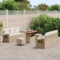 Set di Divani da Giardino con Cuscini  9 Pezzi Beige Rattan Acacia 3363651