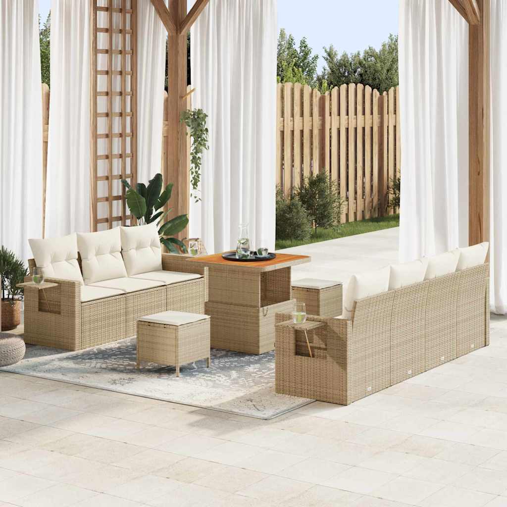 vidaXL Set Divano da Giardino 10 pcs beige e panna 80 x 80 x 71 cm