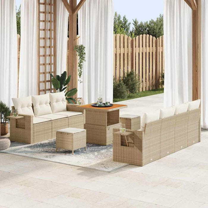 vidaXL Set Divano da Giardino 10 pcs beige e panna 80 x 80 x 71 cm