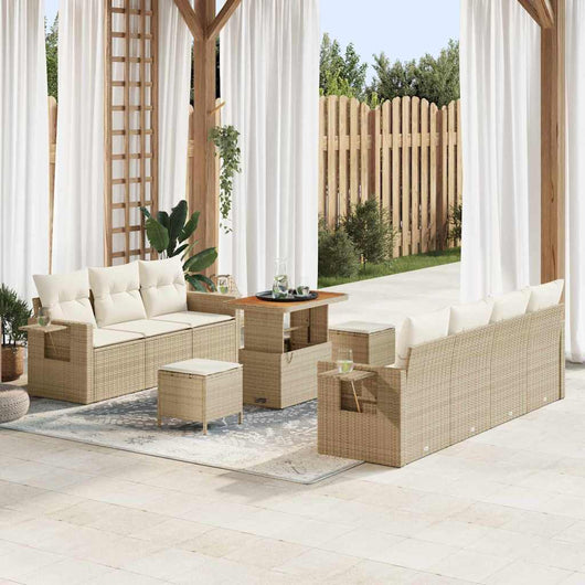 vidaXL Set Divano da Giardino 10 pcs beige e panna 90 x 55 x 71 cm