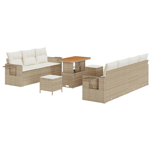 vidaXL Set Divano da Giardino 10 pcs beige e panna 90 x 55 x 71 cm