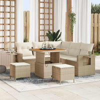 Set Divano da Giardino  a 8 Pezzi con Cuscini Beige Polyrattan Acacia 3363691
