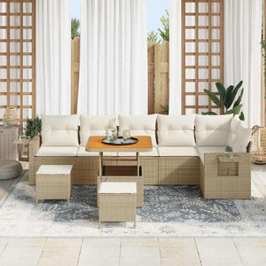 Set Divano da Giardino 9 pcs Beige Poly Rattan 3363711