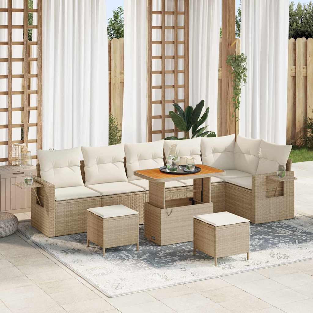 Set Divano da Giardino Beige e Crema 289 x 124 x 85 cm 3363716