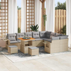 Set Divano Giardino 12 Pezzi con Cuscini Beige Polyrattan Acacia 3363732