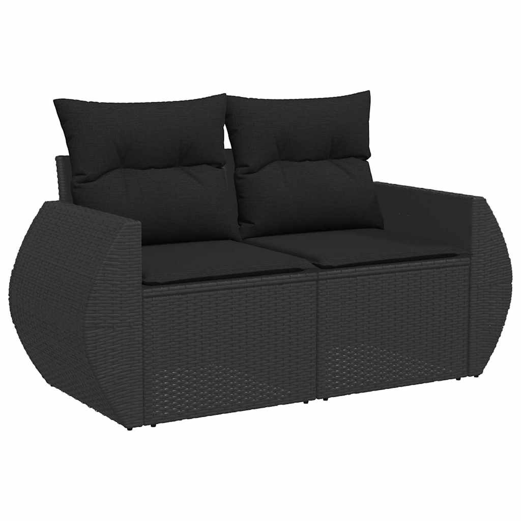 vidaXL Set Divano da Giardino con cuscino 8 pcs Nero 80 x 80 x 71 cm