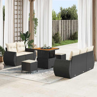 vidaXL Set Divano da Giardino 8 pcs Nero e crema 80 x 80 x 71 cm
